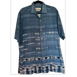 Tommy Bahama Blue Print Silk Casual Short Sleeve Shirt Size Medium Original Fit